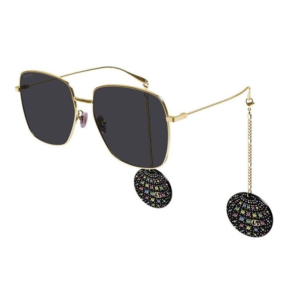 NEW GUCCI SUNGLASSES GUCCI GG1031S 009 GOLD/GREY WITH BLACK CHARM EYEWEAR - Picture 1 of 5